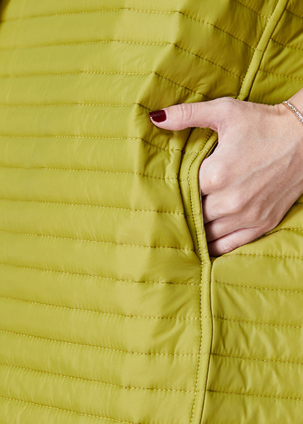 WW | Grass Green Plus Size Fine Cotton Padded Winter Coats Half Sleeve