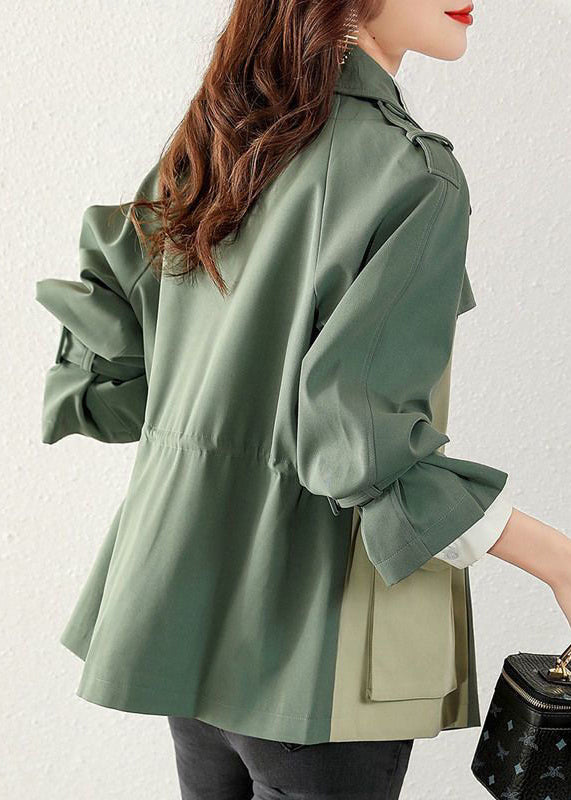WW | Grüne Knopf Kordelzug Taschen Baumwolle Mäntel