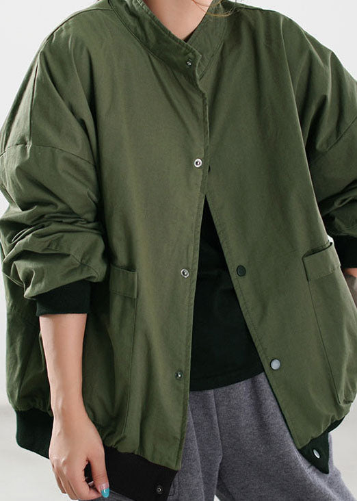 WW | Green Button Warm Fleece Coats Winter