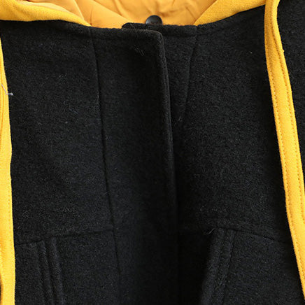WW | Hoodie Black Winter Short Wool Coat Women Casual Jackets