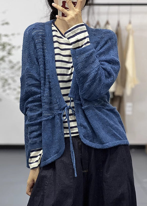 WW | Khaki Lace-up Patchwork Cotton Knit Coats