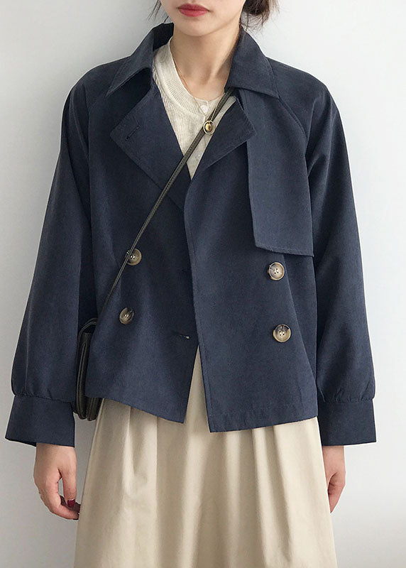 WW | Khaki Peter Pan Collar Patchwork Button Trench Coats Spring