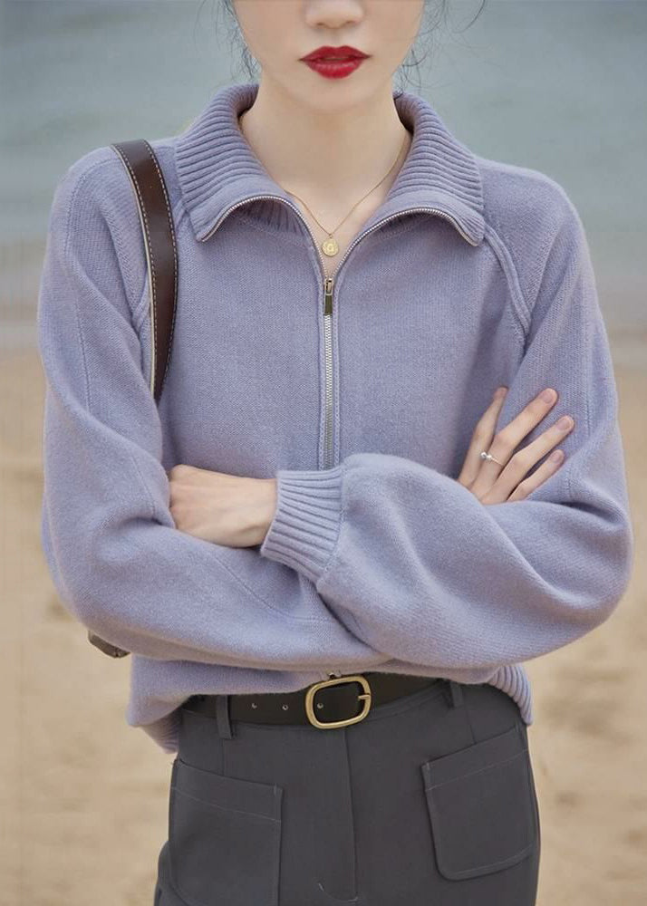 WW | Light Green Zip-Up Patchwork Knitted Coat with Long Sleeves