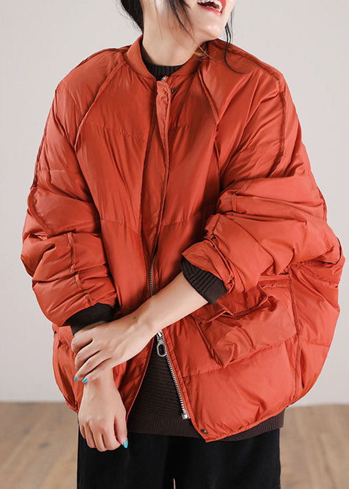WW | Orange Zip Up Pockets Duck Down Winter Coats Winter