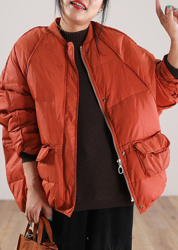 WW | Orange Zip Up Pockets Duck Down Winter Coats Winter