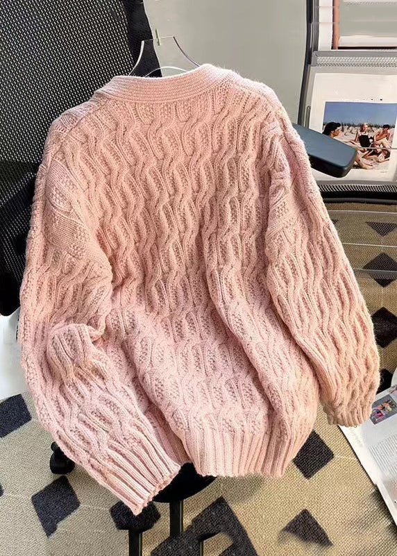 WW | Pink Button Nail Bead Patchwork Cardigans