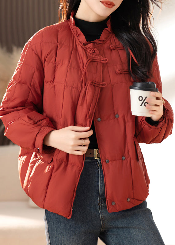WW | Red Ruffled Tassels Patchwork Fine Cotton-Padded Jackets Winter