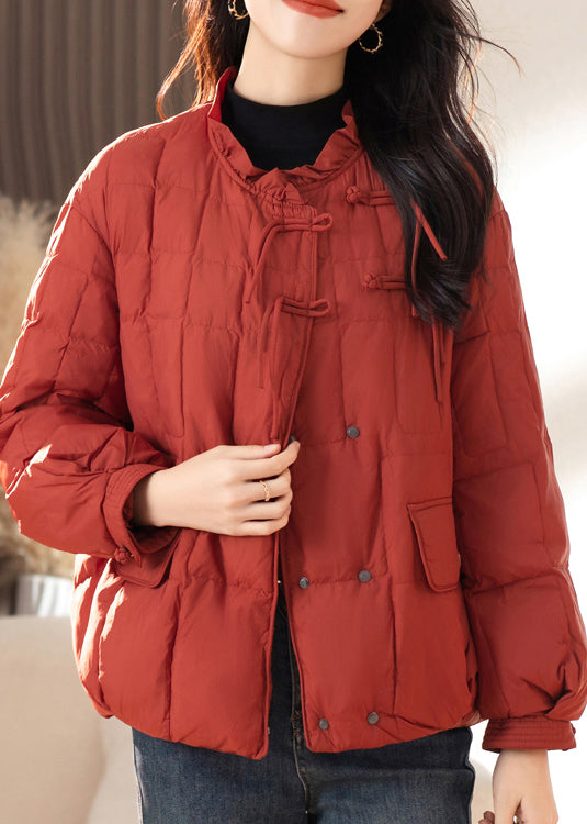 WW | Red Ruffled Tassels Patchwork Fine Cotton-Padded Jackets Winter