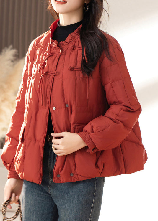 WW | Red Ruffled Tassels Patchwork Fine Cotton-Padded Jackets Winter