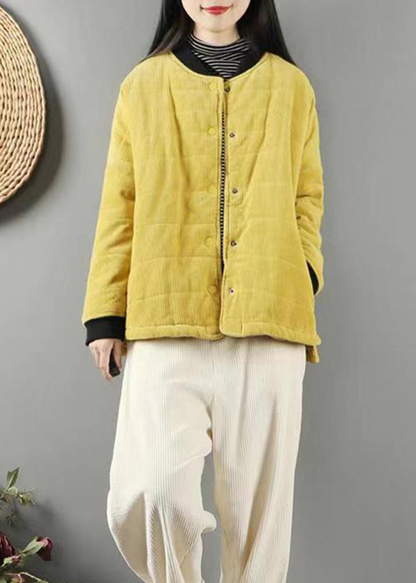 WW | Yellow Pockets Patchwork Fine Cotton-Filled Coats Winter