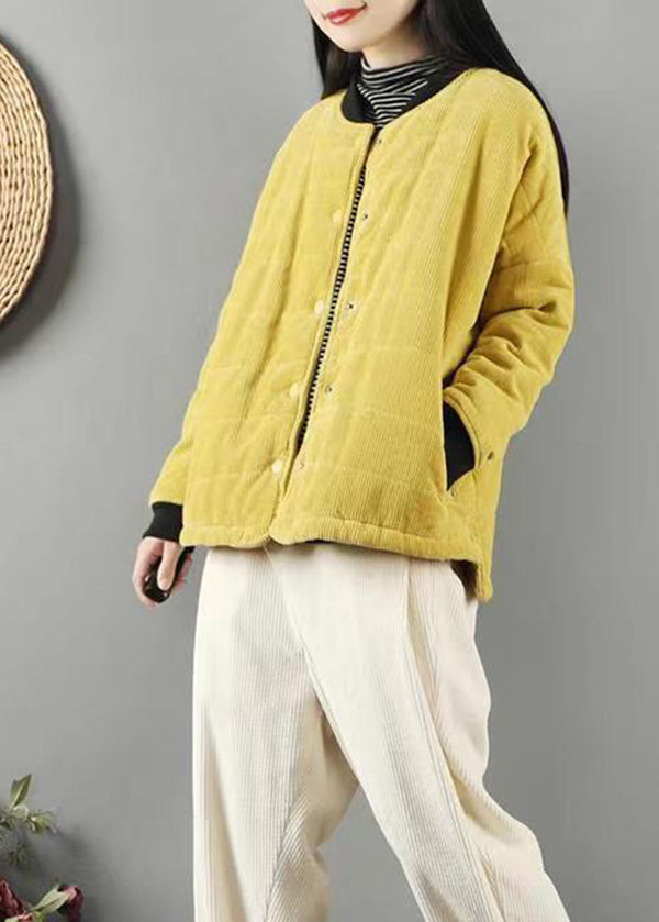 WW | Yellow Pockets Patchwork Fine Cotton-Filled Coats Winter