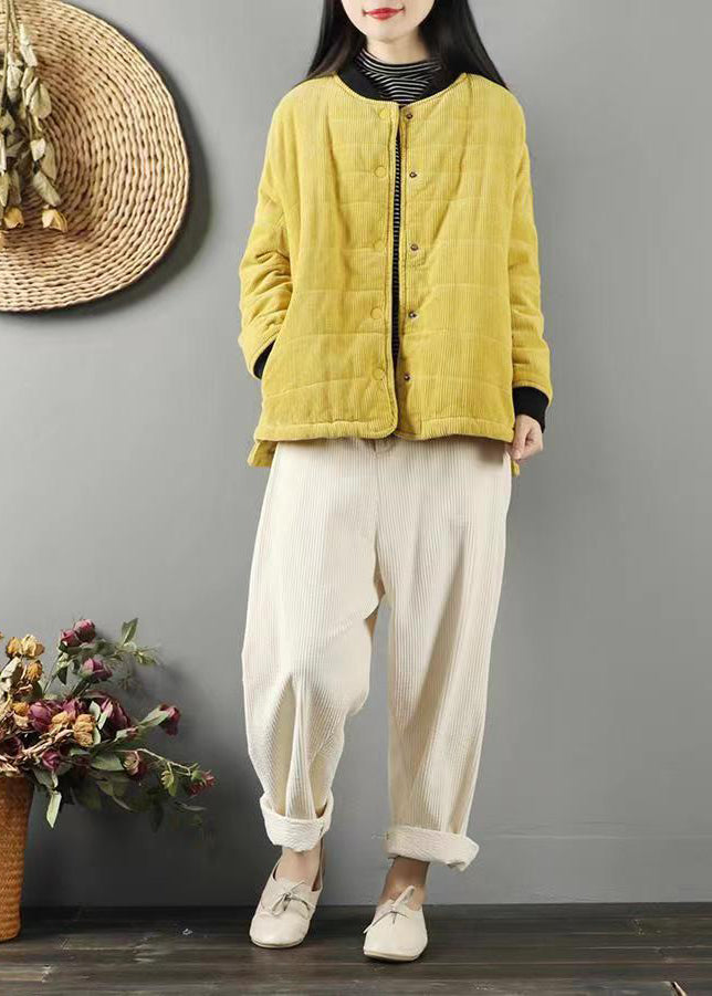 WW | Yellow Pockets Patchwork Fine Cotton-Filled Coats Winter