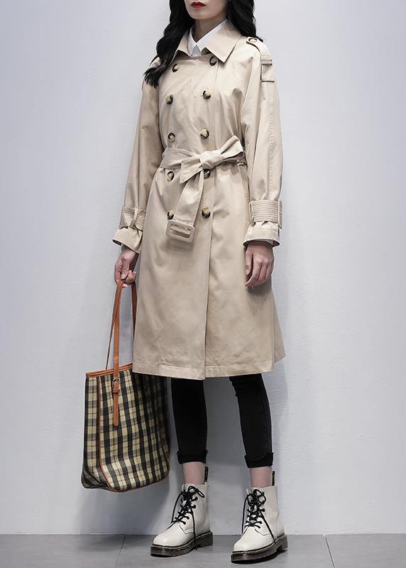 WW | Khaki Plus Size Trench Coat Work Notched Tie Waist Women's Coats