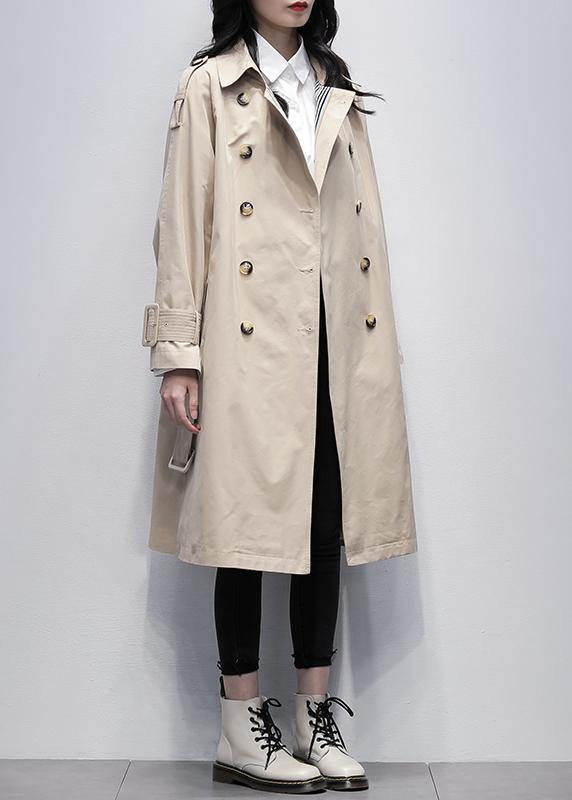WW | Khaki Plus Size Trench Coat Work Notched Tie Waist Women's Coats