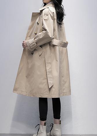 WW | Khaki Plus Size Trench Coat Work Notched Tie Waist Women's Coats