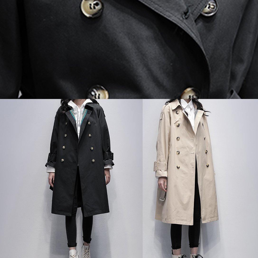 WW | Khaki Plus Size Trench Coat Work Notched Tie Waist Women's Coats
