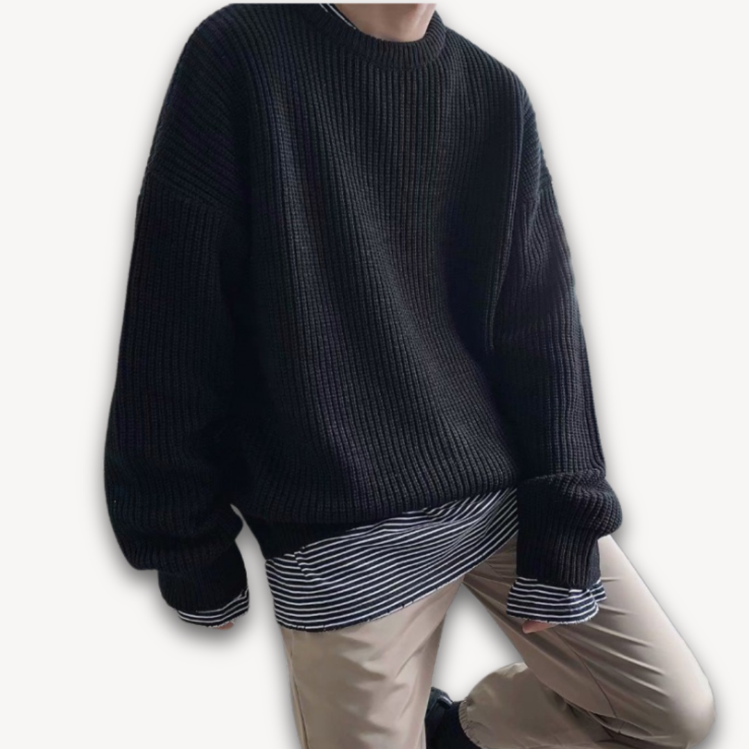 WW | Men's Knitted Jumper - Casual Oversized Pullover for Adults - Soft Acrylic Winter Wear