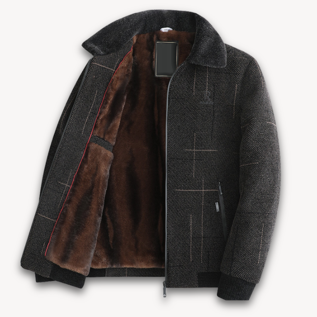 WW | Herren-Winterjacke aus Wollmischung - Pelzgefütterte, warme Oberbekleidung