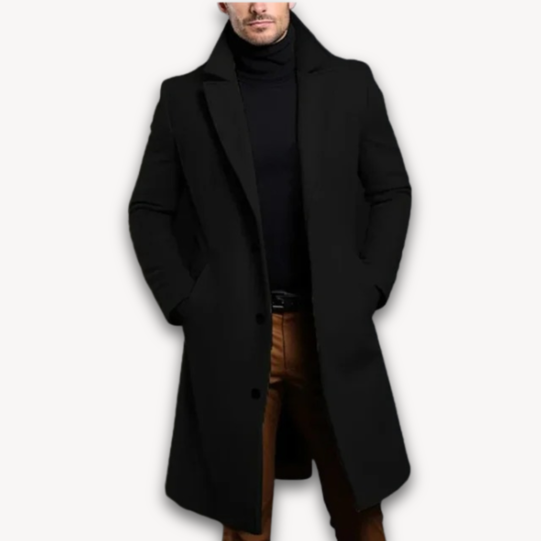 WW | Langer Herrenmantel - Formeller Wintermantel aus Wollmischung - Slim Fit
