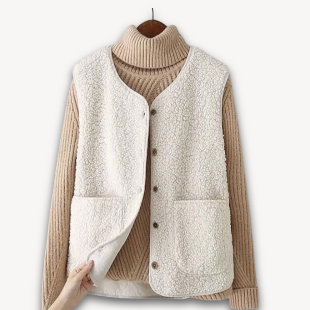 WW | Women's Sherpa Fleece Vest - Soft Sleeveless Plush Jacket with Pockets - Casual Winter Apparel