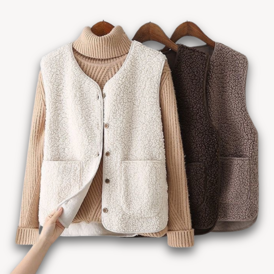WW | Women's Sherpa Fleece Vest - Soft Sleeveless Plush Jacket with Pockets - Casual Winter Apparel