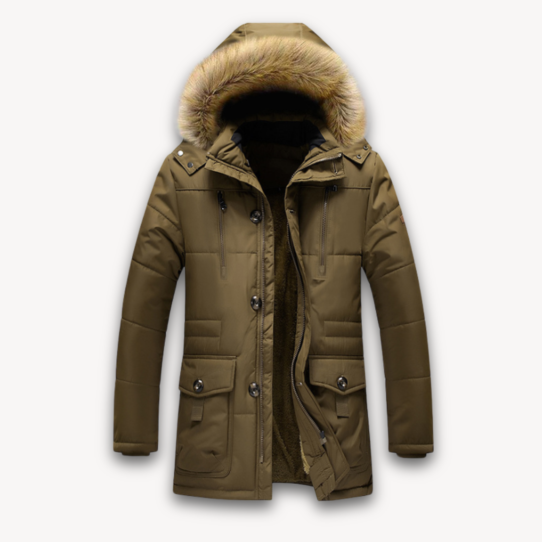 WW | Wasserdichte Winterjacke für Herren - Kapuze aus Kunstpelz