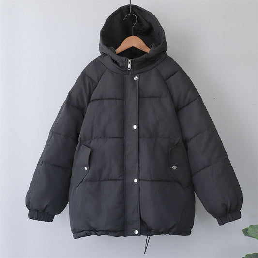 WW | Damen Locker Geschnittene Gepolsterte Winterjacke mit Kapuze und Taschen