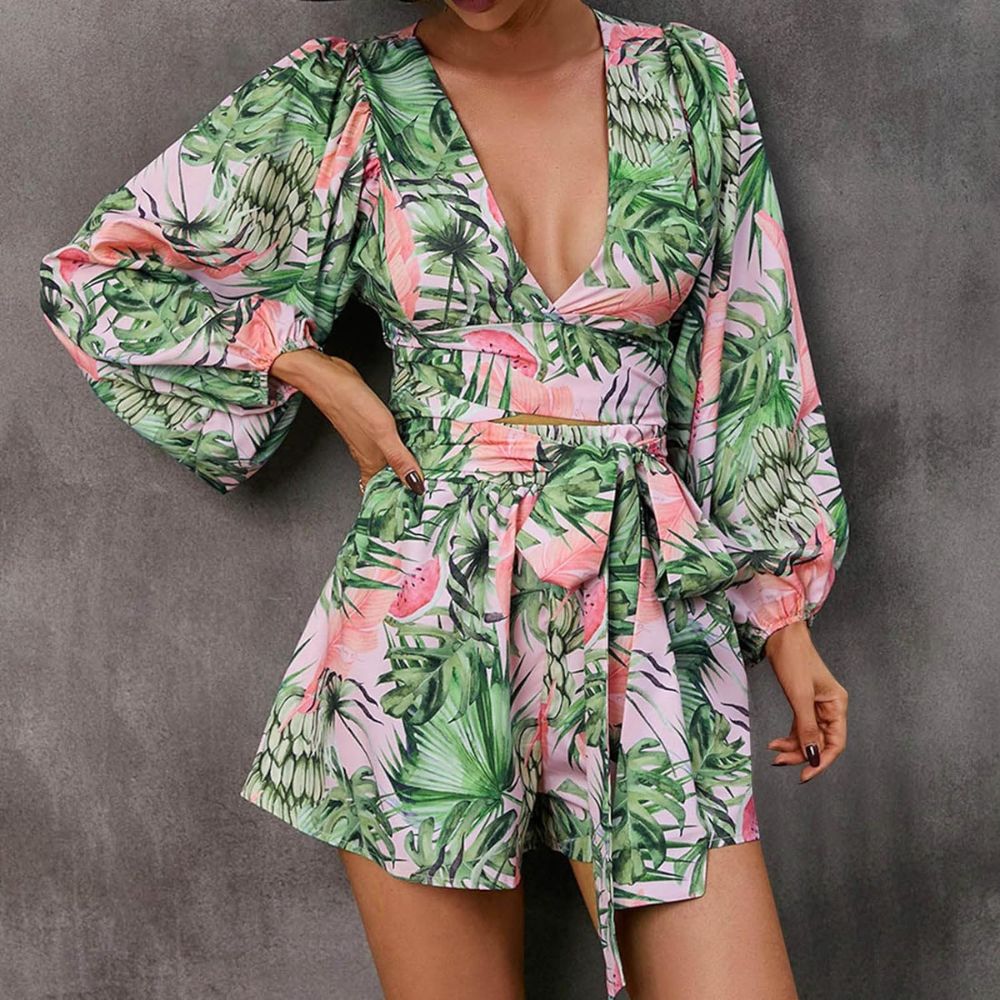 WW | Ranta Lightweight Stylish Comfortable Long-Sleeve Jumpsuit with Summer Print