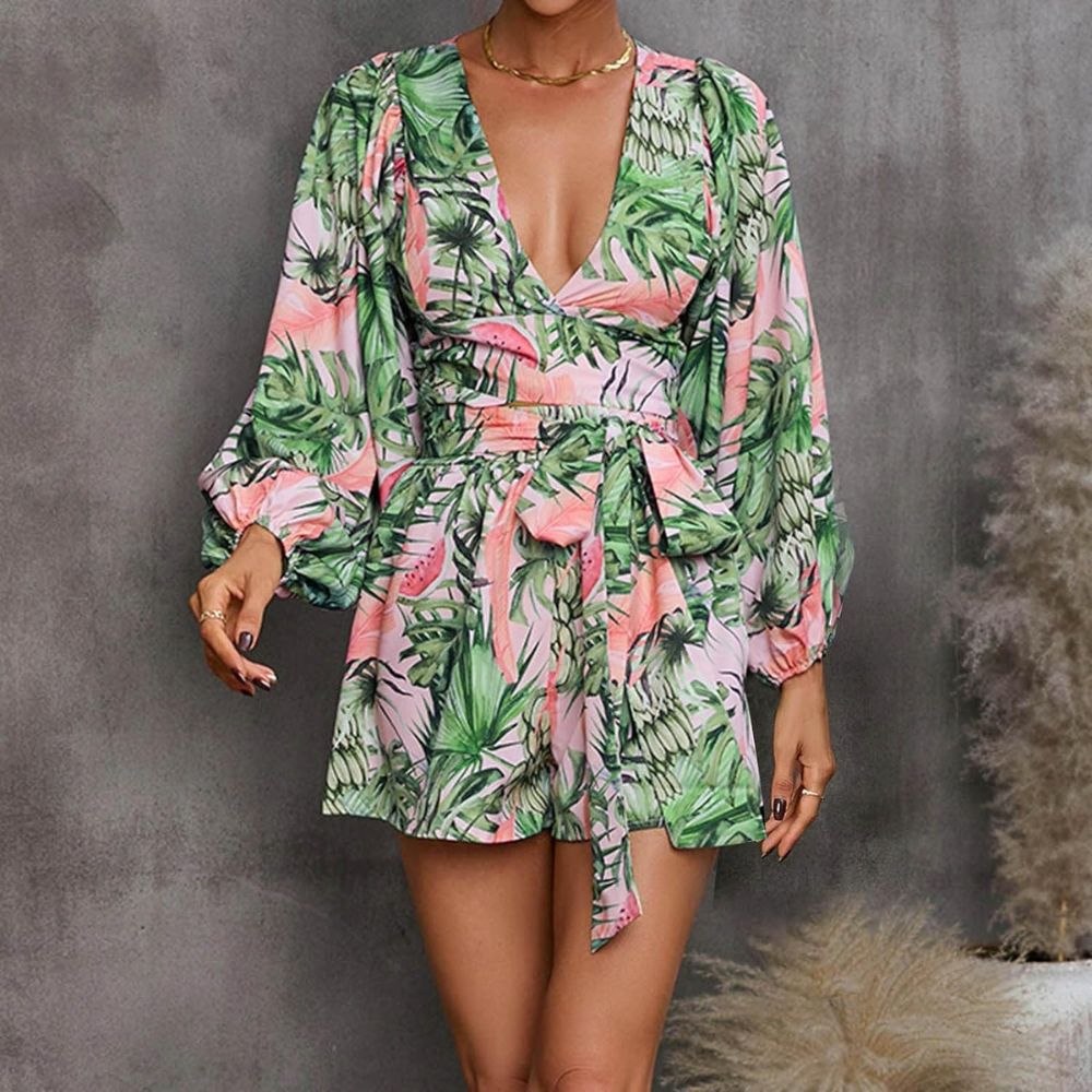 WW | Ranta Lightweight Stylish Comfortable Long-Sleeve Jumpsuit with Summer Print