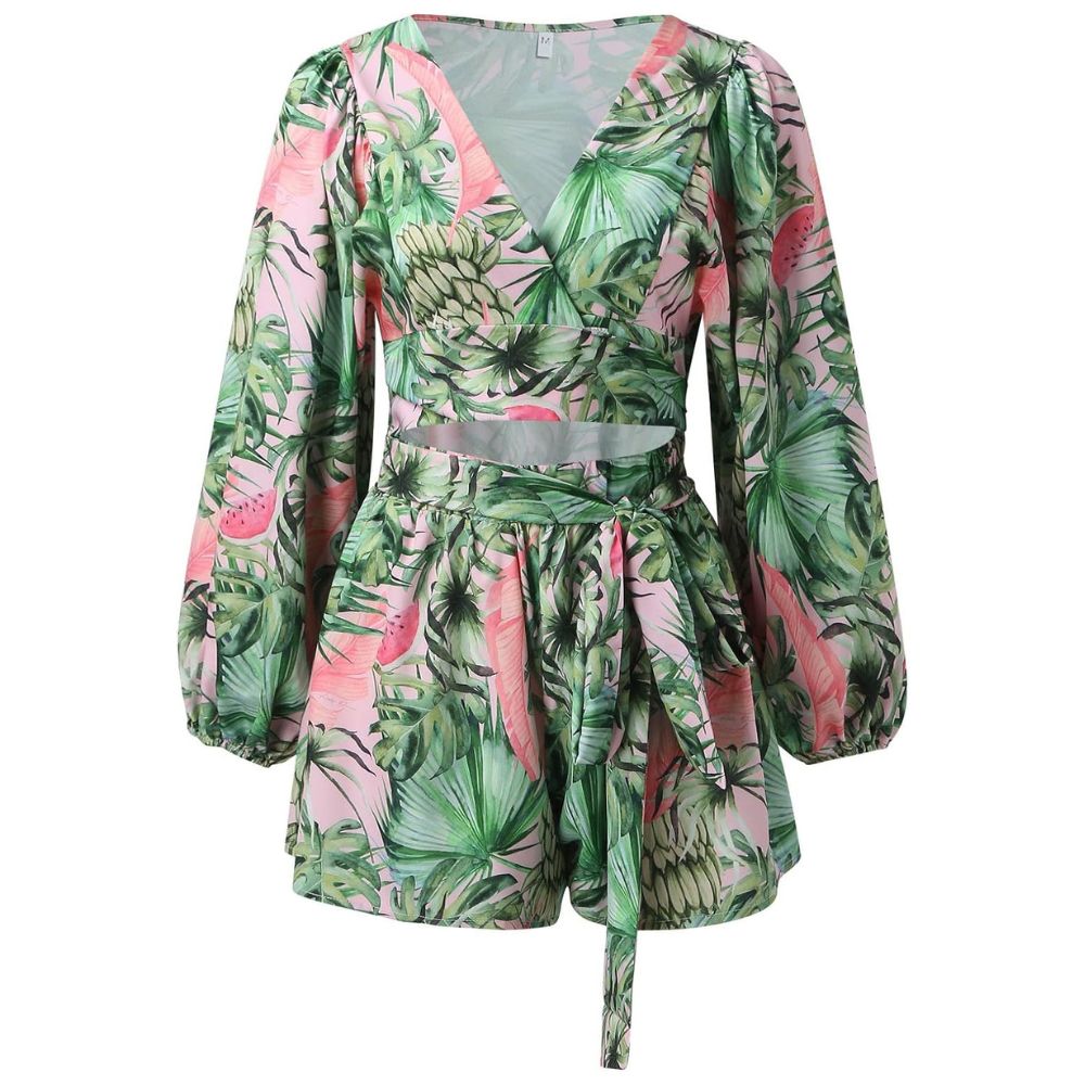 WW | Ranta Lightweight Stylish Comfortable Long-Sleeve Jumpsuit with Summer Print