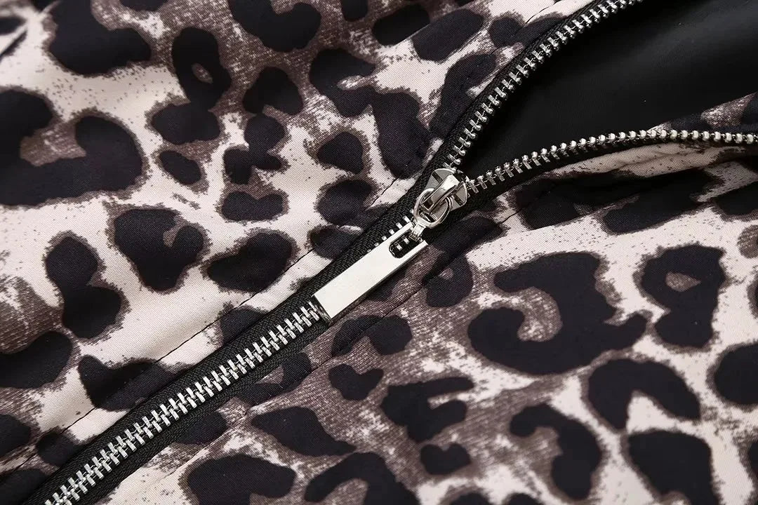 WW | Bomberjacke Übergröße Reißverschluss Leopardjacke Damenjacke