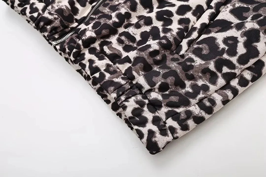 WW | Bomberjacke Übergröße Reißverschluss Leopardjacke Damenjacke