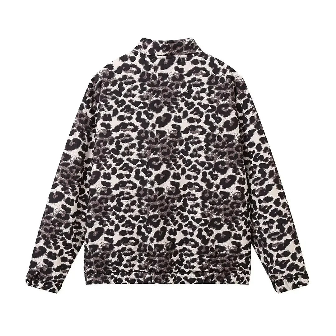 WW | Bomberjacke Übergröße Reißverschluss Leopardjacke Damenjacke