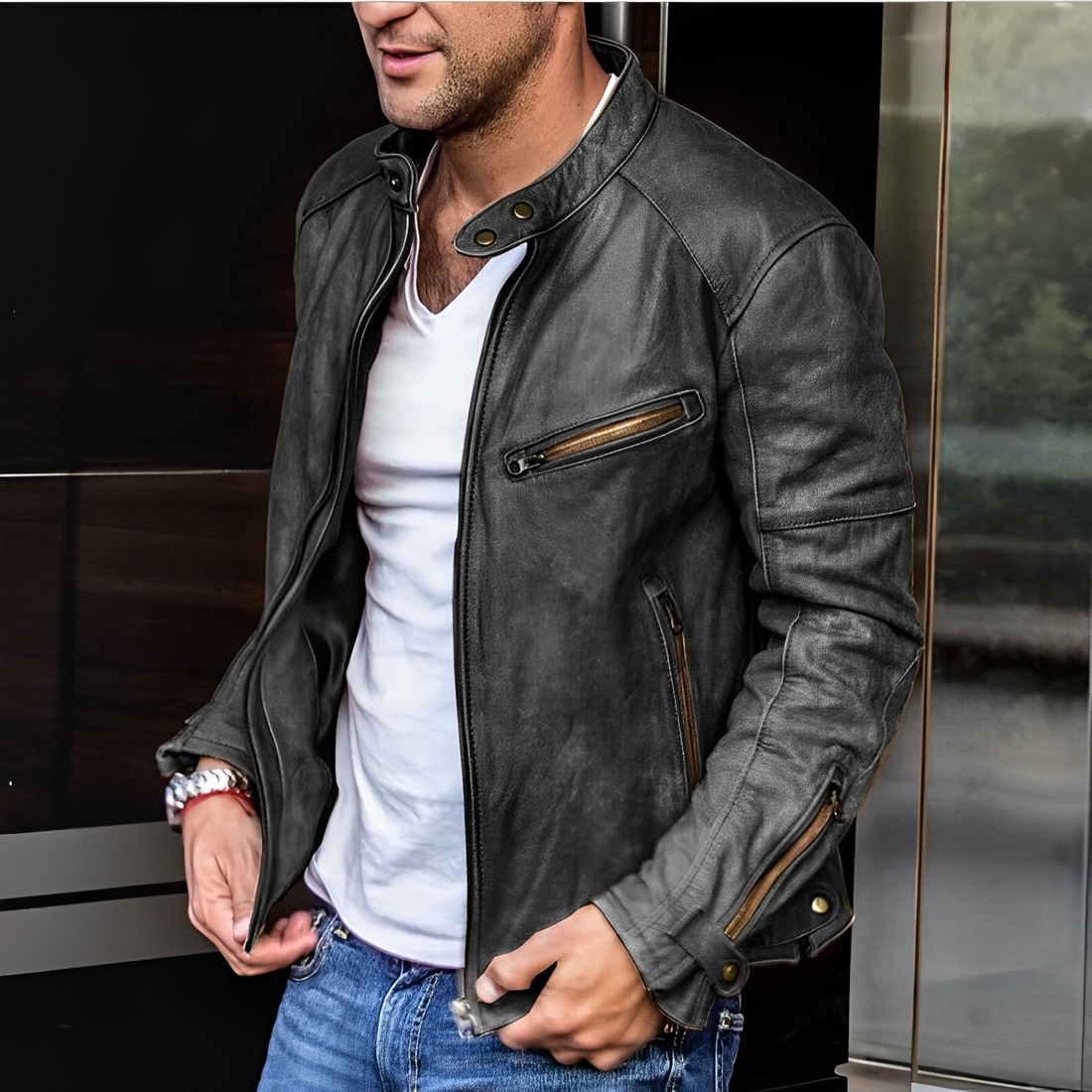 WW | Herren Hochkragenjacke - Schnalle Detail
