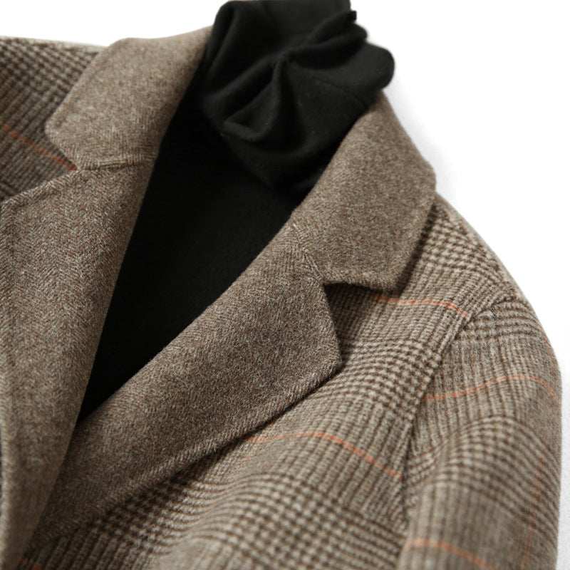 WW | Damen Woll-Winterjacke mit Karomuster und Reverskragen