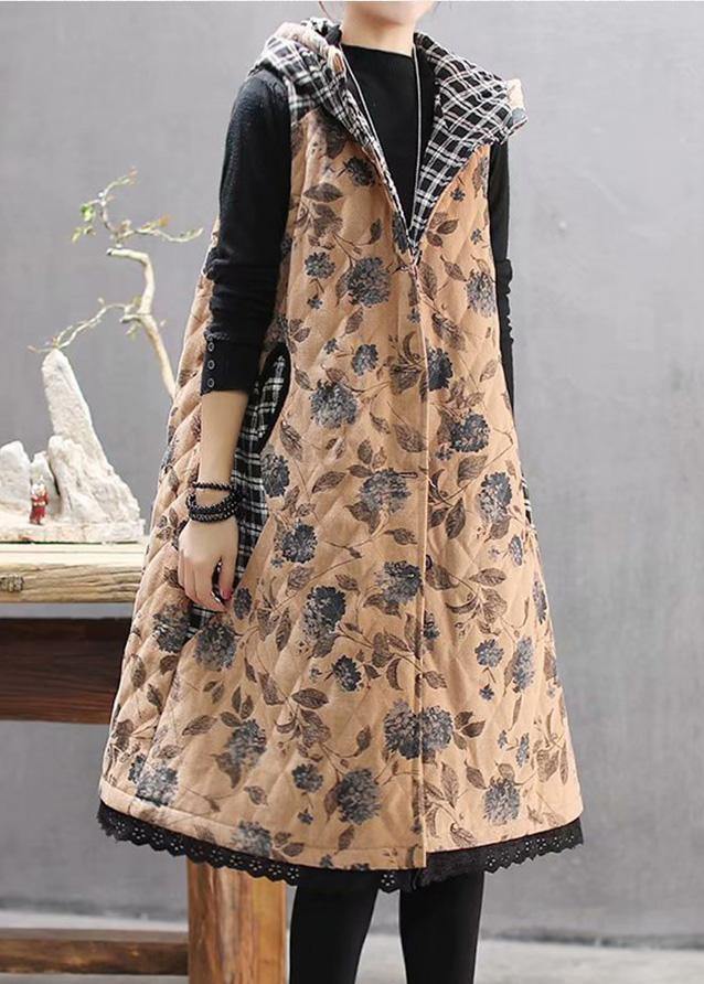 WW | Loose-fitting Coats Yellow Print Hoodless Coat