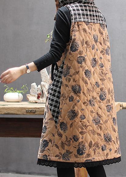 WW | Loose-fitting Coats Yellow Print Hoodless Coat
