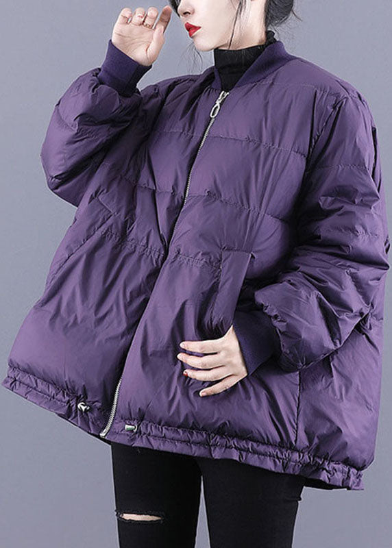 WW | Lila Reißverschluss-Taschen Kordelzug Winter Daunenmäntel Langarm