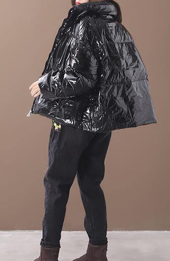 WW | Black Hooded Goose Down Coat Plus Size Apparel Down Jacket Winter Stand-Up Collar Coats