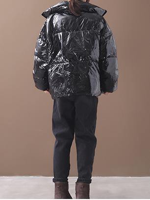 WW | Black Hooded Goose Down Coat Plus Size Apparel Down Jacket Winter Stand-Up Collar Coats