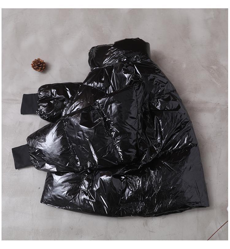 WW | Black Hooded Goose Down Coat Plus Size Apparel Down Jacket Winter Stand-Up Collar Coats