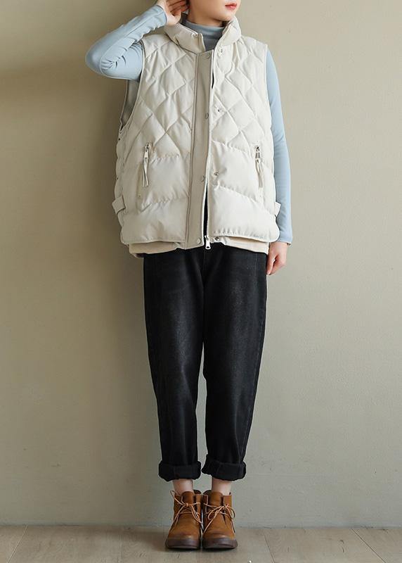 WW | Oversize-Jacken & Mäntel halb hohe Kragen Mäntel beige ärmellos Wintermäntel