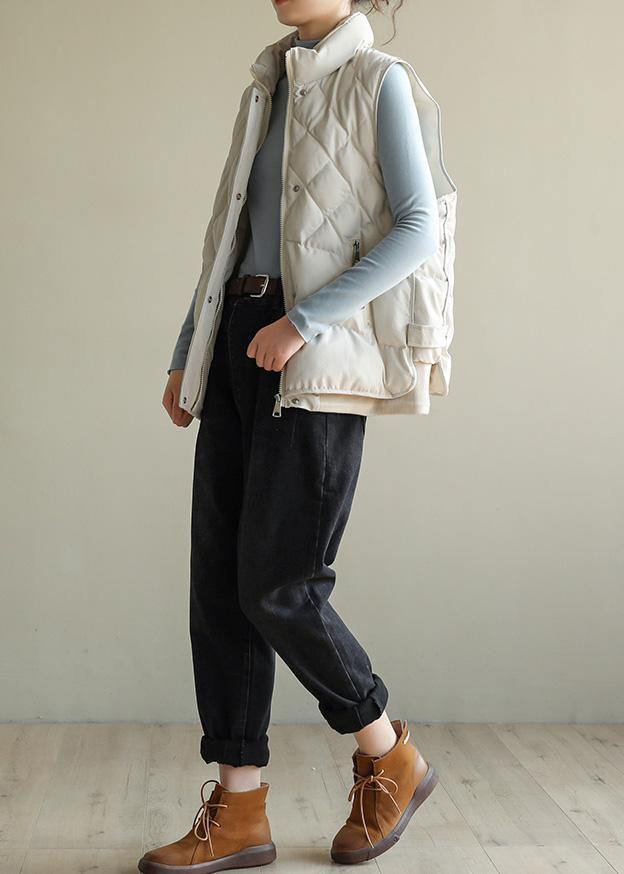 WW | Oversize-Jacken & Mäntel halb hohe Kragen Mäntel beige ärmellos Wintermäntel