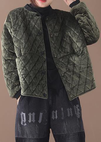 WW | Plus-Size-Bekleidung Winterjacke mit zwei Taschen Winteroberbekleidung grün dicke Damenmäntel