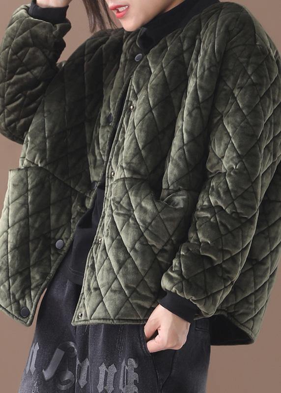 WW | Plus-Size-Bekleidung Winterjacke mit zwei Taschen Winteroberbekleidung grün dicke Damenmäntel