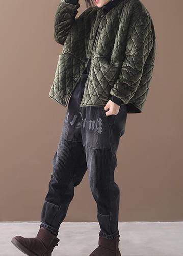 WW | Plus-Size-Bekleidung Winterjacke mit zwei Taschen Winteroberbekleidung grün dicke Damenmäntel