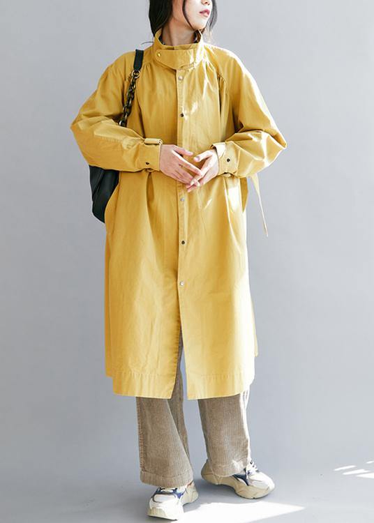 WW | gelbe Damenmäntel locker sitzende Winterjacke Stehkragen Bindegürtel Winteroberbekleidung