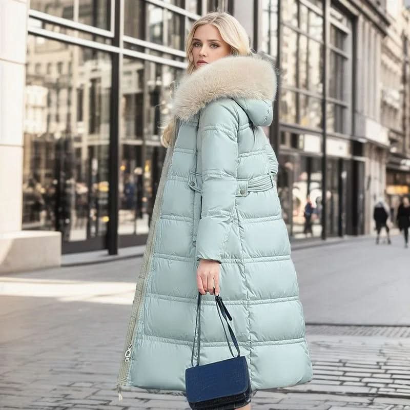 WW | Women's Puffer Jacket with Faux Fur Collar and Belt
