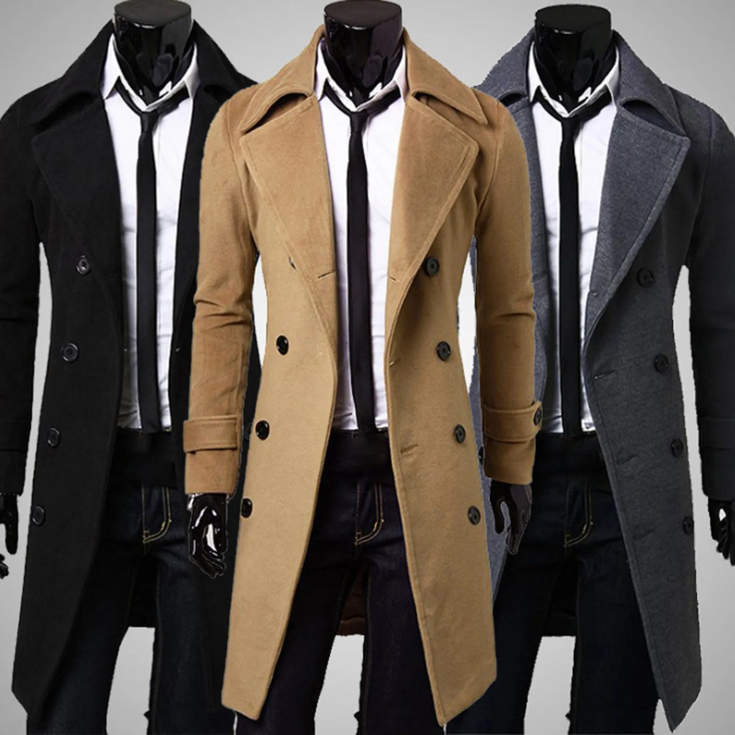 WW | Trench Coat Windproof Jacket with Double Breasting