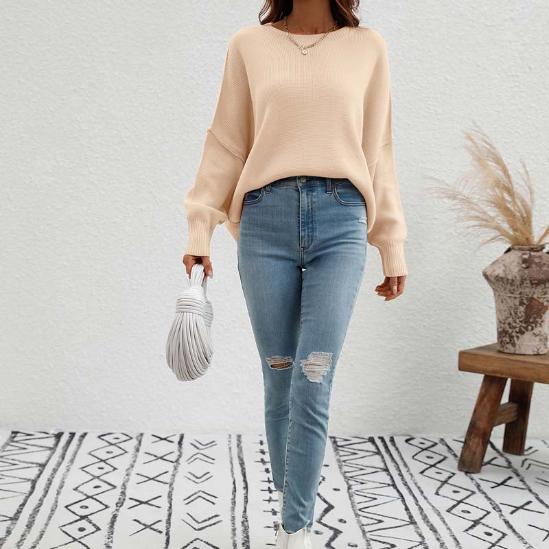 WW | Eleganter Pullover mit Einfarbigem Strickmuster